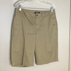Lands End Khaki Chino Plain Front Bermuda Shorts